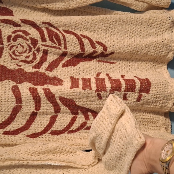 A Classy Chic Boutique Cream and Red Skeleton Long Sleeve Top - Picture 3 of 4